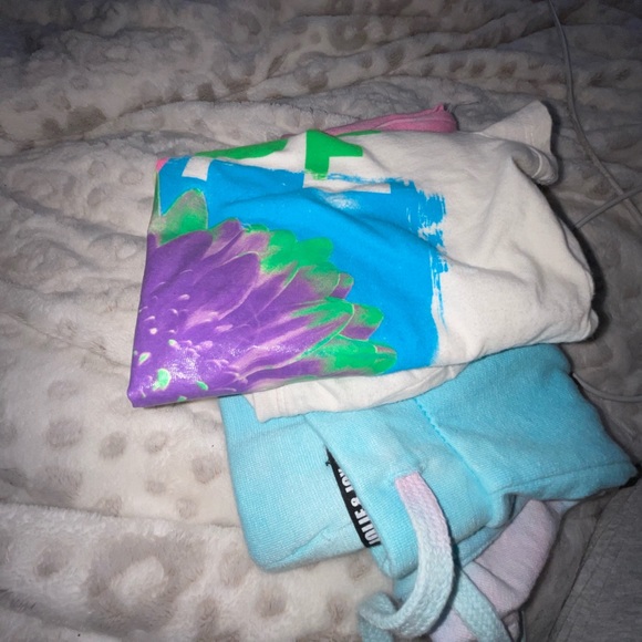 Justice size 12.Shorts blue pink tie-dye.Neon colors open piece white tee outfit - Picture 8 of 8